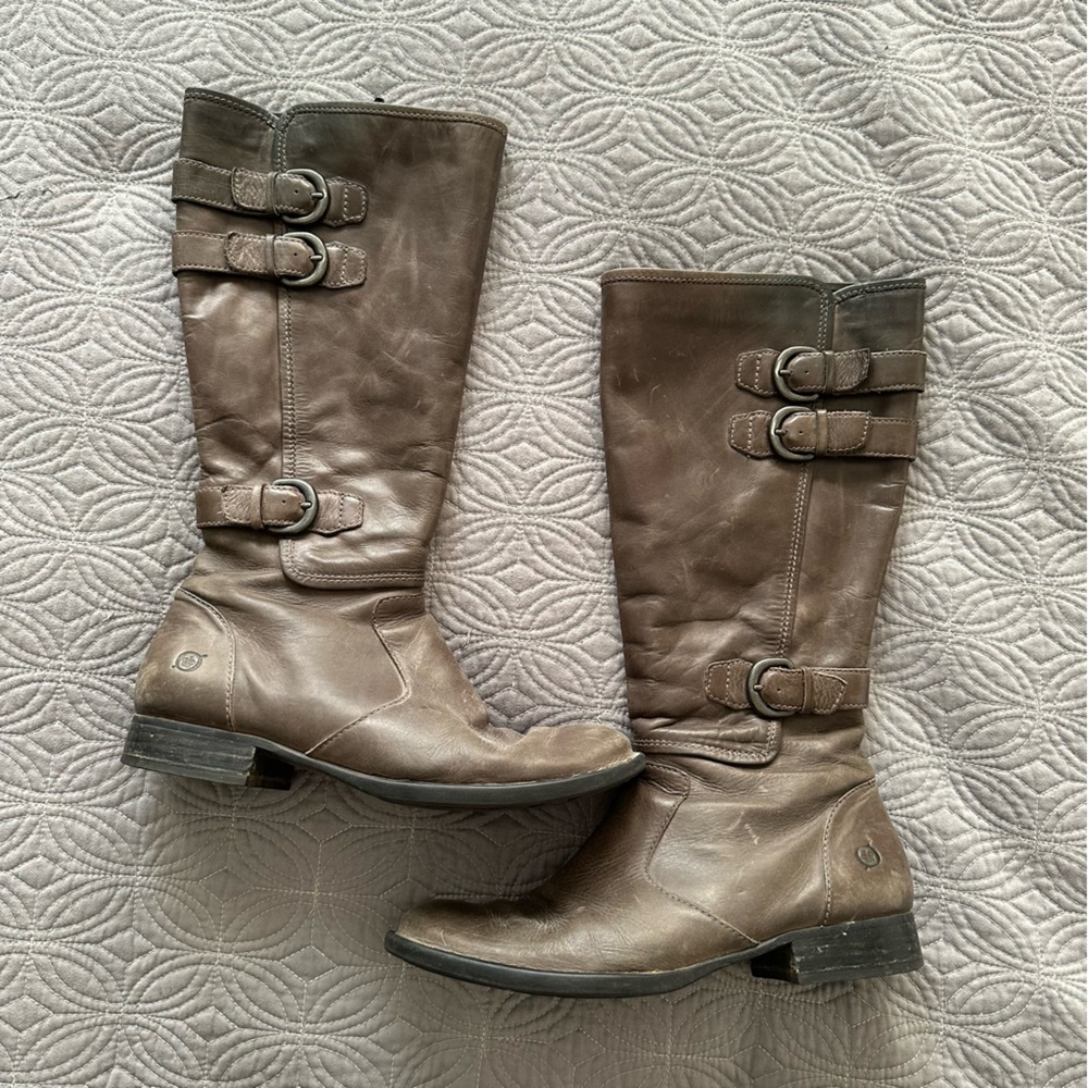 Women’s Born Attila Leather Gray/Taupe Riding Boots